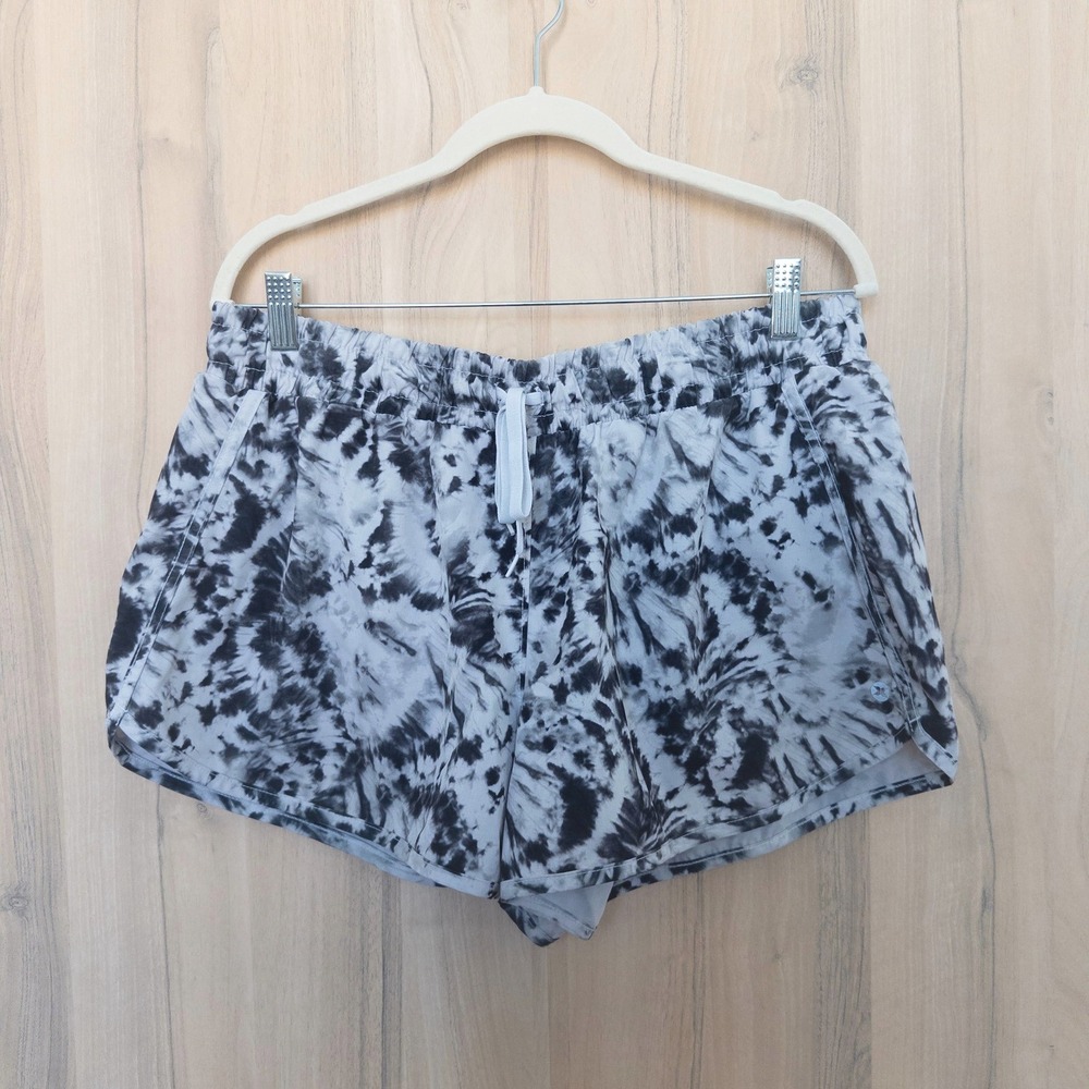 RBX Womens Active Shorts XL Black White Tie Dye Athletic Running Gym Sporty